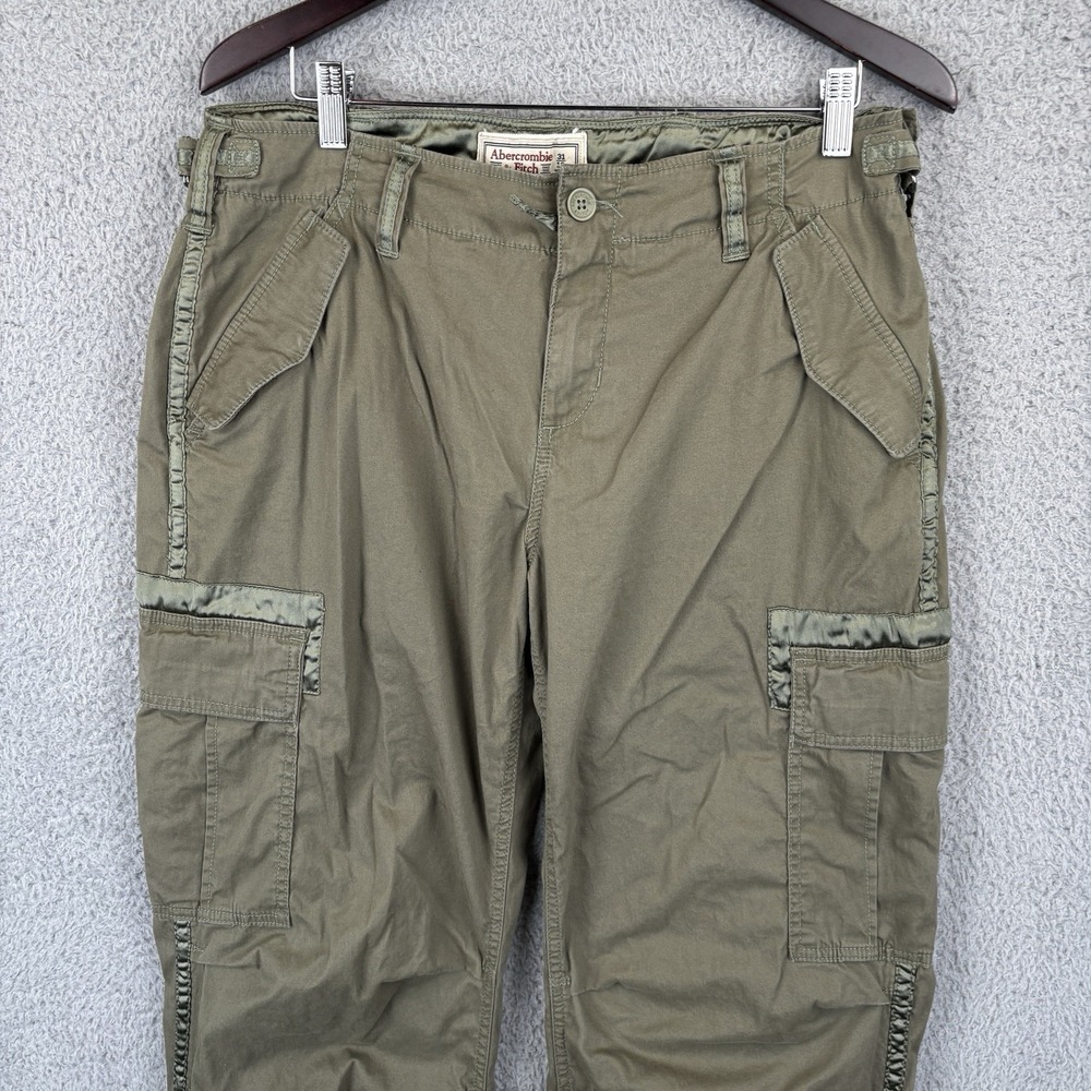 Vtg Abercrombie & Fitch Baggy Cargo Pants Women's 12 (34x32) Paratrooper 90s Y2K - Picture 2 of 10